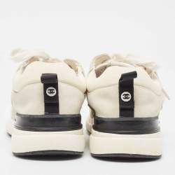 Pre Owned Chanel White/Grey Mesh and Suede CC Low Top Sneakers Size 35