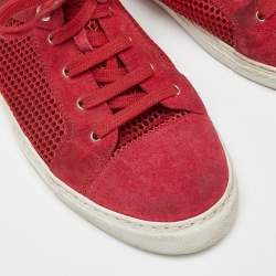 Chanel Red Suede and Mesh High Top Sneakers Size 41.5