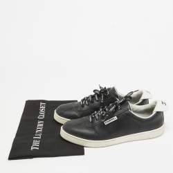 Pre Owned Chanel Black Leather Logo Lace Up CC Low Top Sneakers Size 41