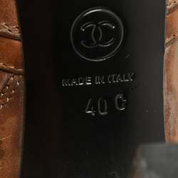 Chanel Brown Quilted Leather Zip Platform Ankle Boots Size 40 