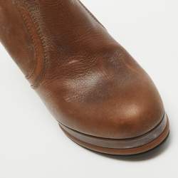 Chanel Brown Quilted Leather Zip Platform Ankle Boots Size 40 