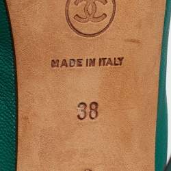 Chanel Green Leather Slingback Slingback Sandals Size 38