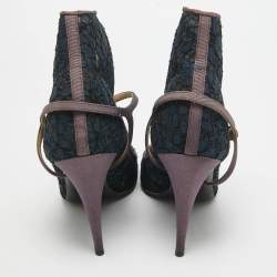 Pre Owned Chanel Purple/Blue Mesh and  Canvas Ankle Strap Pumps Size 40 
