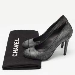 Chanel Grey Texture Suede Cap Toe Pumps Size 37