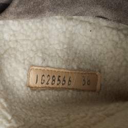 Chanel Grey Quilted Suede and Fur CC Buckle Detail Mid Calf Boots Size 38