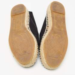 Pre Owned Chanel Black Satin and Canvas CC Espadrille Flats Size 35