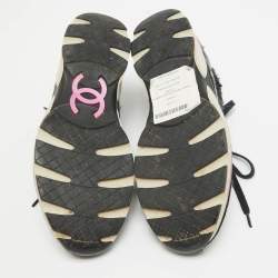 Chanel Black/Transparent Tweed and PVC Interlocking CC Logo Sneakers Size 37