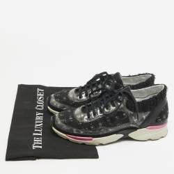 Chanel Black/Transparent Tweed and PVC Interlocking CC Logo Sneakers Size 37