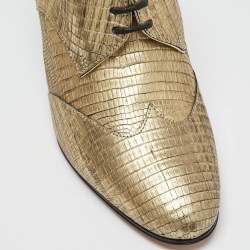 Chanel Metallic Gold Lizard Embossed Interlocking CC Logo Boots Size 39