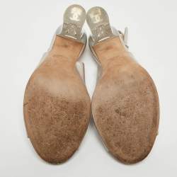Chanel Metallic Pink Leather Slingback Sandals Size 38.5