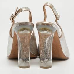 Chanel Metallic Pink Leather Slingback Sandals Size 38.5