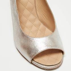 Chanel Metallic Pink Leather Slingback Sandals Size 38.5