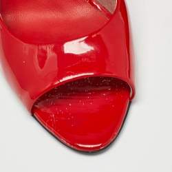 Pre Owned Chanel Red Patent Peep Toe Pumps Size  40
