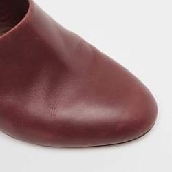 Chanel Burgundy Leather Chain Detail Heel Mules Size 39.5