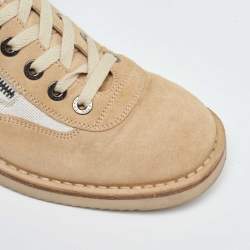Chanel Beige/White Canvas and Suede CC Ankle Boots Size 40