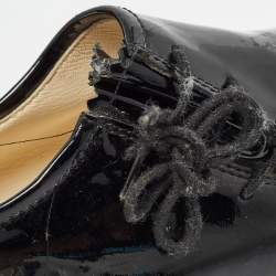 Chanel Black Patent Lace Up Oxfords Size 36.5