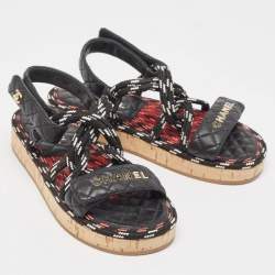 Chanel Black Leather Dad Slingback Sandals Size 38