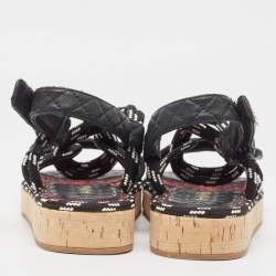 Chanel Black Leather Dad Slingback Sandals Size 38