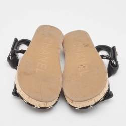 Chanel Black Leather Dad Slingback Sandals Size 38