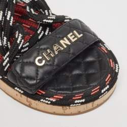 Chanel Black Leather Dad Slingback Sandals Size 38