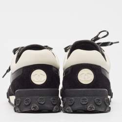 Chanel Black Nylon and Suede Lace Up Sneakers Size 38.5