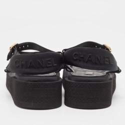 Chanel Black Quilted Fabric and Leather Dad Sandals Size 40.5