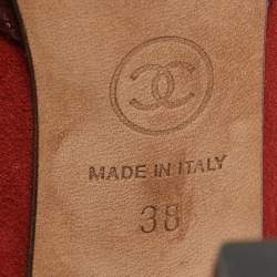 Pre Owned Chanel Brown/Burgundy Suede CC Platform Pumps Size 38