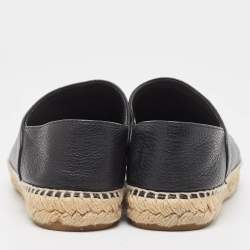 Pre Owned Chanel Black Leather CC Cap Toe Espadrille Flats Size 40