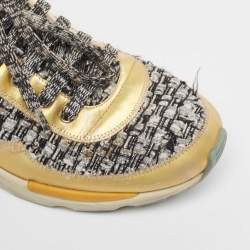 Chanel Multicolor Tweed and Leather Interlocking Sneakers Size 38