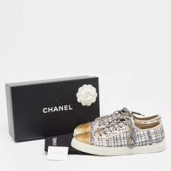 Chanel Multicolor Brocade Fabric CC Low Top Sneakers Size 41.5 