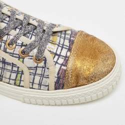 Chanel Multicolor Brocade Fabric CC Low Top Sneakers Size 41.5 