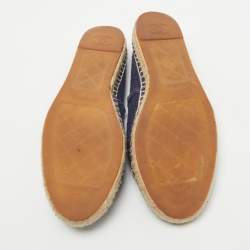 Pre Owned Chanel Blue/Black Denim CC Espadrille Flats Size 42