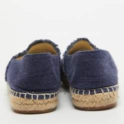 Pre Owned Chanel Blue/Black Denim CC Espadrille Flats Size 42