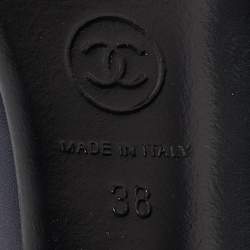 Pre Owned Chanel Blue Leather Camelia CC Platform Pumps Size 38
