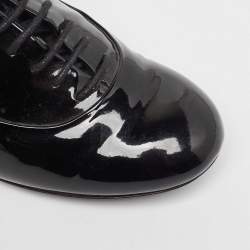 Chanel Black Patent Leather CC Lace Up Oxfords Size 40.5 