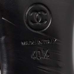 Chanel Black Patent Leather CC Lace Up Oxfords Size 40.5 