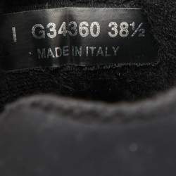 Pre Owned Chanel Black Satin and Suede Logo Lace Up Sneakers Size 38.5