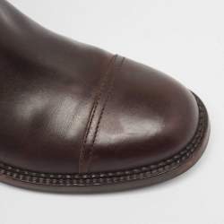 Chanel Brown Quilted Leather CC Moto Boots Size 39.5 