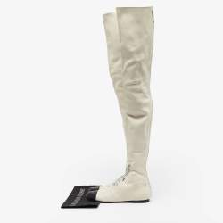Chanel Cream/Black Leather  Over The Knee Length Boots Size 38