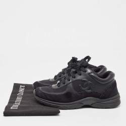 Chanel Black Suede and Nylon CC Low Top Sneakers Size 36