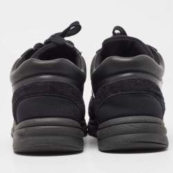 Chanel Black Suede and Nylon CC Low Top Sneakers Size 36
