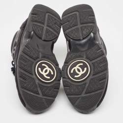 Chanel Black Suede and Nylon CC Low Top Sneakers Size 36