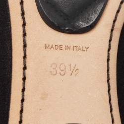 Chanel Black Suede and Coarse Glitter CC Scrunch Ballet Flats Size 39.5