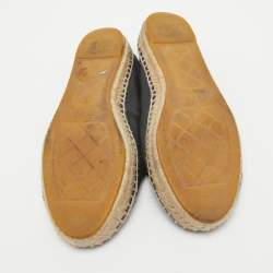 Pre Owned Chanel Black Leather CC Espadrille Flats Size 40
