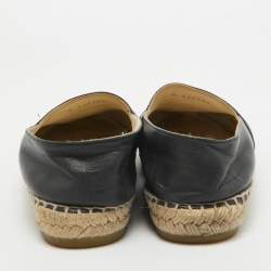 Pre Owned Chanel Black Leather CC Espadrille Flats Size 40