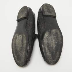 Pre Owned Chanel Black Leather Slip On Smoking Slipper Size 36