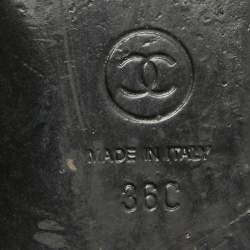 Pre Owned Chanel Black Leather Slip On Smoking Slipper Size 36