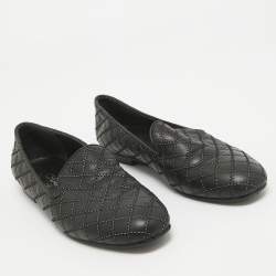 Pre Owned Chanel Black Leather Slip On Smoking Slipper Size 36