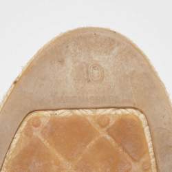 Pre Owned Chanel Beige/Black Leather CC Espadrille Flats Size 40