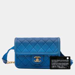 Chanel Blue Quilted Caviar Sunset On The Sea Flap Belt Bag